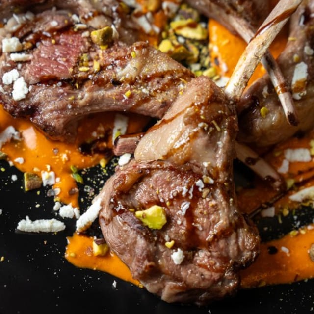 GRILLED LAMB RIB CHOPS.