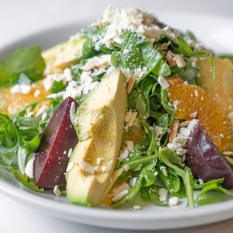 Favio's Trattoria's Italian salad with arugula, avocado, beets, orange slices, and crumbled cheese.